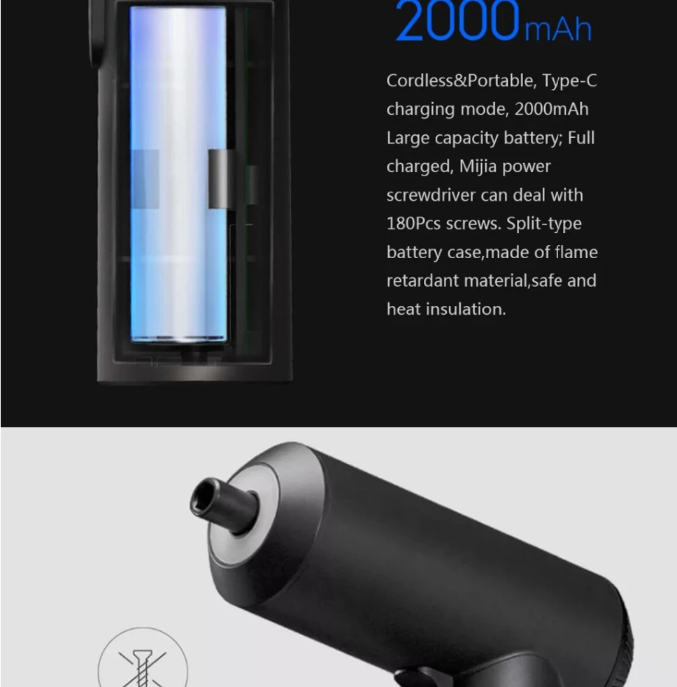 xiaomi mijia домашняя электрическая отвертка 5N. m большой крутящий момент PH1 H3 SL4 Набор отверток 12 шт. S2 бит 2000amh батарея 3,6 В