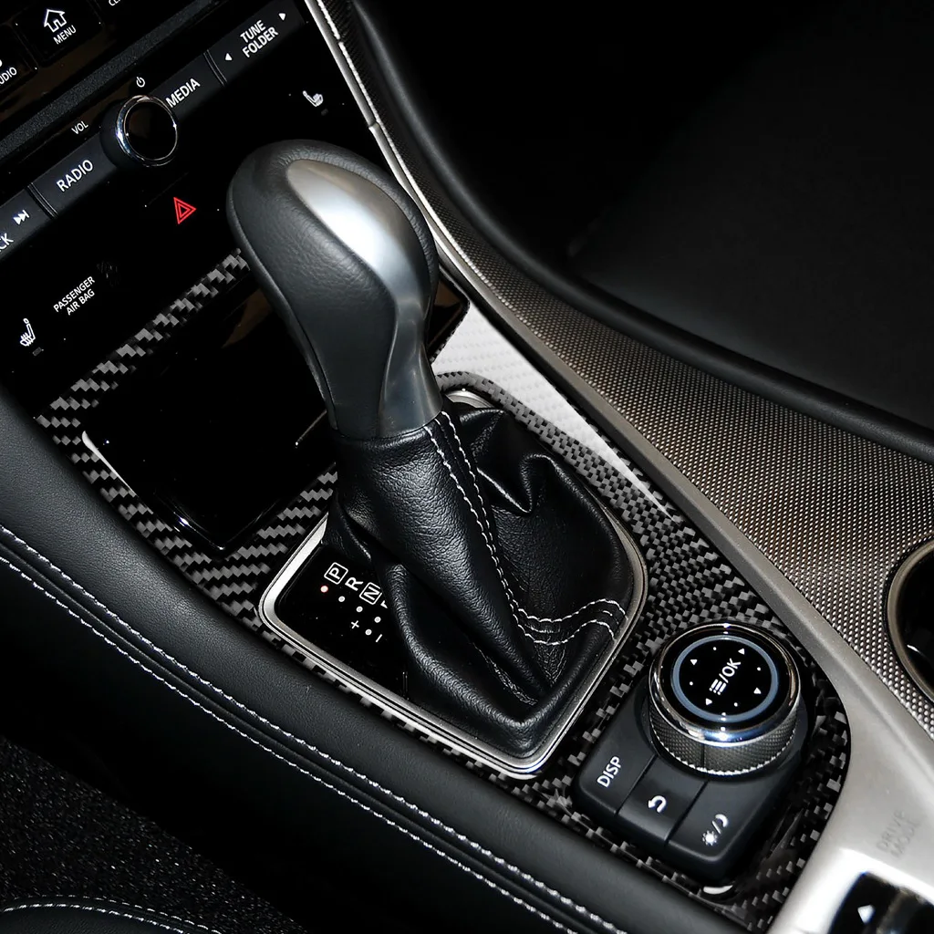 

For Infiniti Q50 Q60 accessories Carbon Fiber Refit Car Gearshift Panel Frame Stickers Gear Knob Cover Decorations Car Body