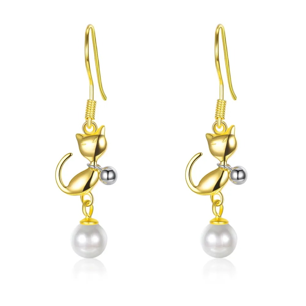 

Pearl Earrings Sterling Silver Cat Earrings Fashion Boutique Earrings