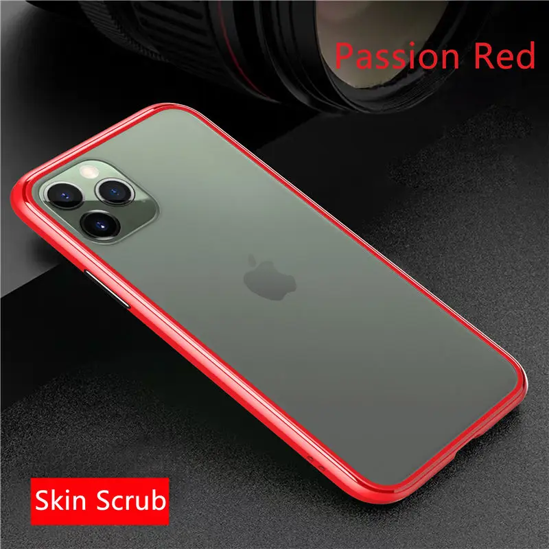 Красный Для iPhone 11 Pro Max 6 6s 7 8 Plus X Xs Max чехол для телефона силиконовый край и твердая задняя крышка прозрачный противоударный скраб корпус - Цвет: Красный