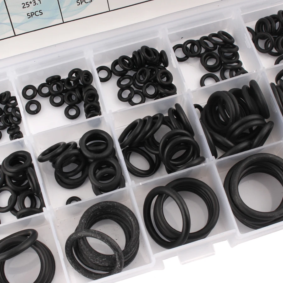 

200PCS/set Rubber O-Ring Assortment kit oring Washer Gasket Sealing O Ring pack 15 Sizes with Plastic Box silicone rubber rings