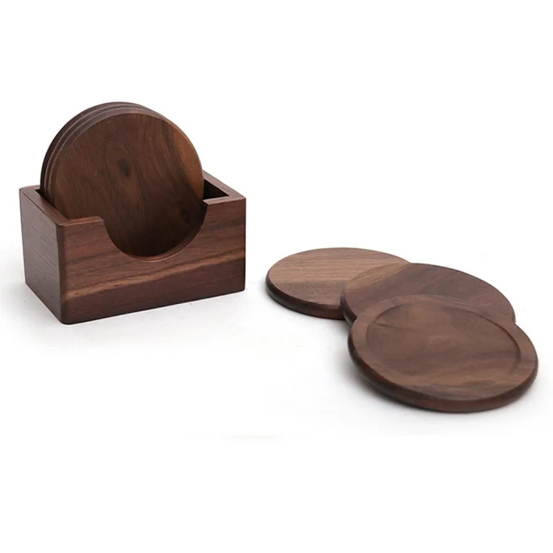 6 шт./компл. кофейные горки черного ореха круглые деревянные чашки изоляционная