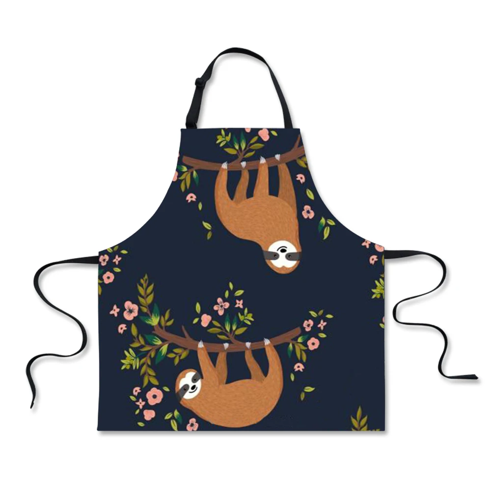 

Cartoon Sloth Print BBQ Grill Baking Accessories Funny Aprons For Woman Men Cooking Chef Party Apron Women Novetly Waiter Aprons