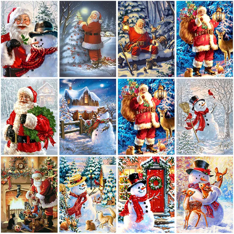

Cartoon DIY 5D Diamond Painting Full Round Drill Santa Claus Snowman Diamond Embroidery Mosaic Resin Christmas Gift Wall Decor