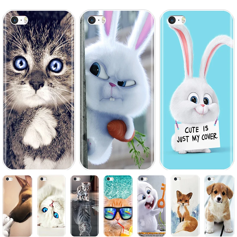 Чехол для Телефона iPhone SE 5S 5 S 5C Мягкий Силиконовый ТПУ ультра тонкий милый