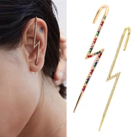 1pc copper cartilage stud earring ear hook clip long bone cuff tragus helix ring crystal zircon body jewelry for women gift 18g