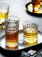 japanese style gold painted lead free glass thickened relief water cup home whiskey glass bar transparent foreign wine glass