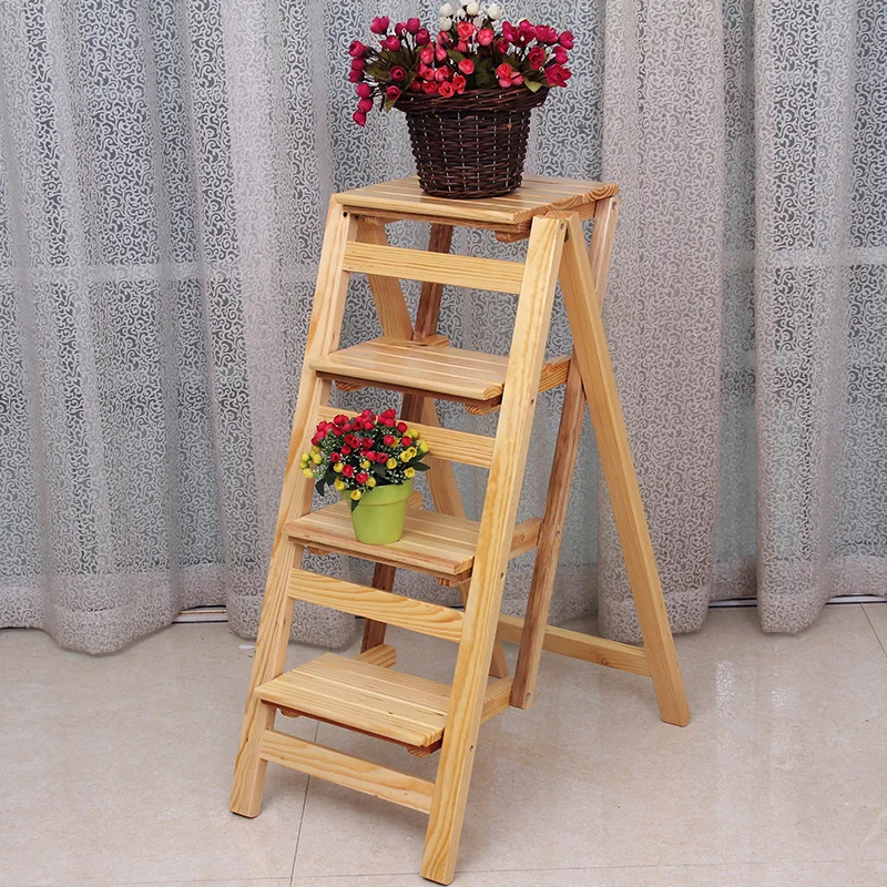 Многофункциональная лестница из цельного дерева домашняя складная утолщенная