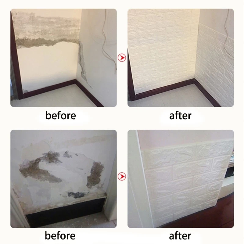 3D Self-Adhesive Wallpaper 70cm*5m Continuous Waterproof Brick Wall Stickers Living Room Bedroom Children's Room Home Decoration