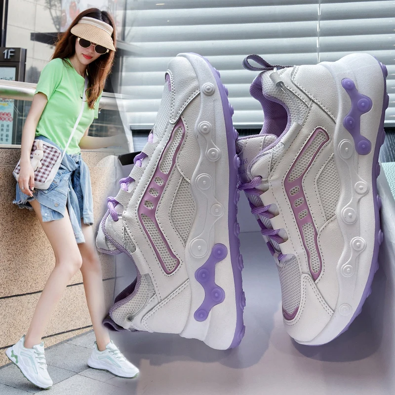 

spring Sneakers Women Thick Bottom Daddy Shoe Thick Bottom Round Toe Breathing Leisure Female Vulcanize Shoe