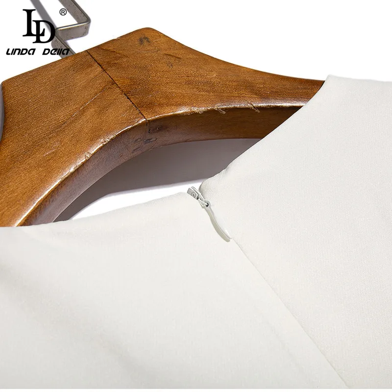 

LD LINDA DELLA Fashion Runway Summer Mini Dress Women Short Sleeve Beading Floral print Holiday Vintage Ladies Party Short Dress