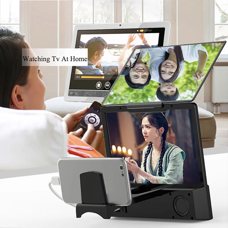 

12 Inch 3D Phone Screen Magnifier Stereo Bluetooth Speaker Desk Holder 3in1 HD Video Eyes Protection Amplifier for iPhone Xiaomi