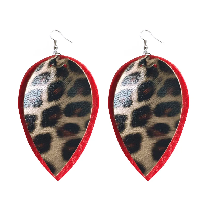 Cpop леопардовые серьги из искусственной кожи для женщин новинка кожаные