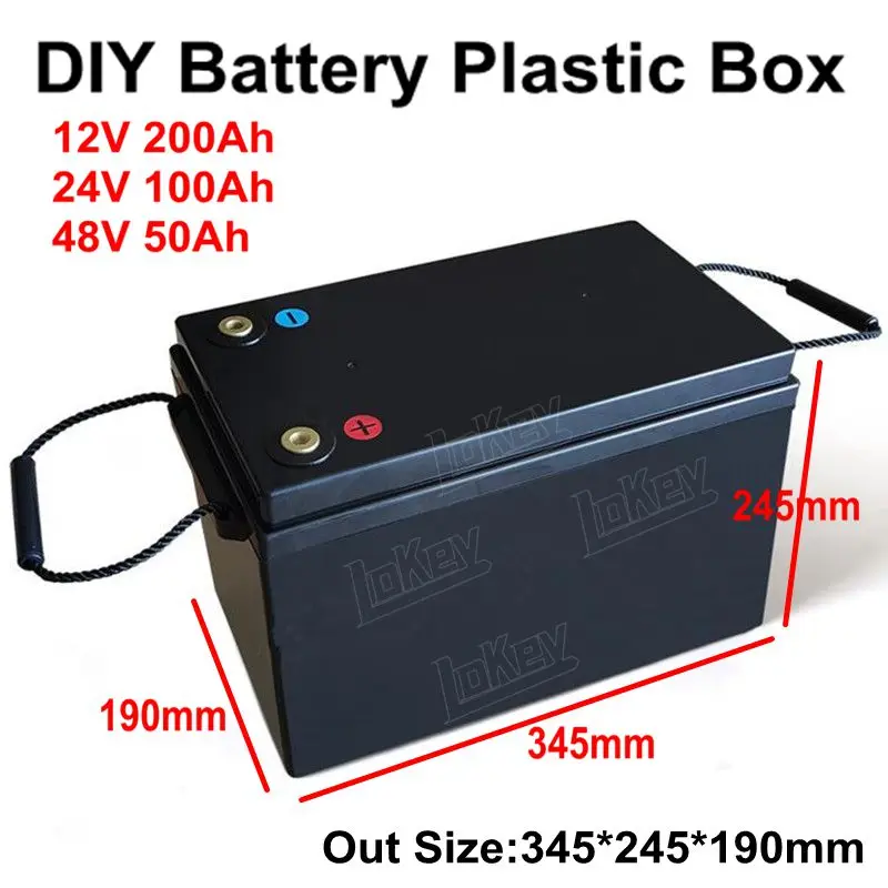 Caja de batería de litio de 12V, 24V, 48V, 80ah, 100ah, 120ah, 180Ah, 200Ah, lifepo4 LTO, caja vacía de plástico impermeable