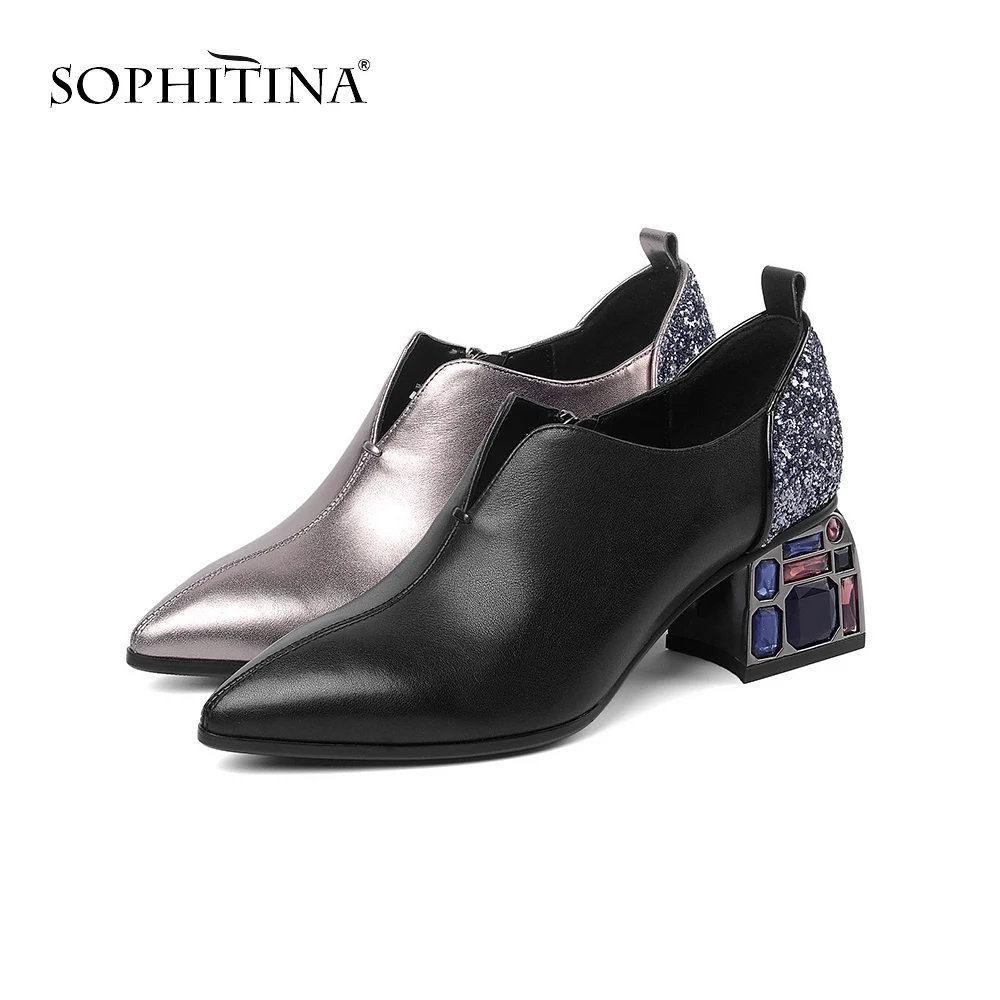Женские туфли-лодочки SOPHITINA заостренный носок украшение из блестящих страз
