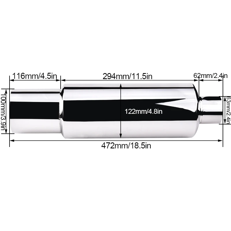 Автомобильный Универсальный глушитель для выхлопных газов нержавеющая сталь 2 5