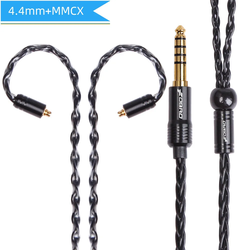 4.4mm MMCX Black FDBRO 8 ядерный мини посеребренные компакт-дисков кабель IE80 MMCX 2Pin A2DC IM 2,5/3,5/4,4 мм балансный кабель для SE315 SE425 SE535 SE846 UE900 H3 - Цвет: 4.4mm MMCX Black