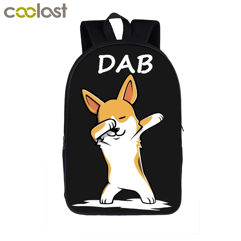 Забавный мультяшный Dab Единорог панда рюкзак для подростков мальчиков Dab On Em Детская сумка для книг детские школьные сумки мужские женские рюкзаки сумка - Цвет: 16cunShiba Inu09