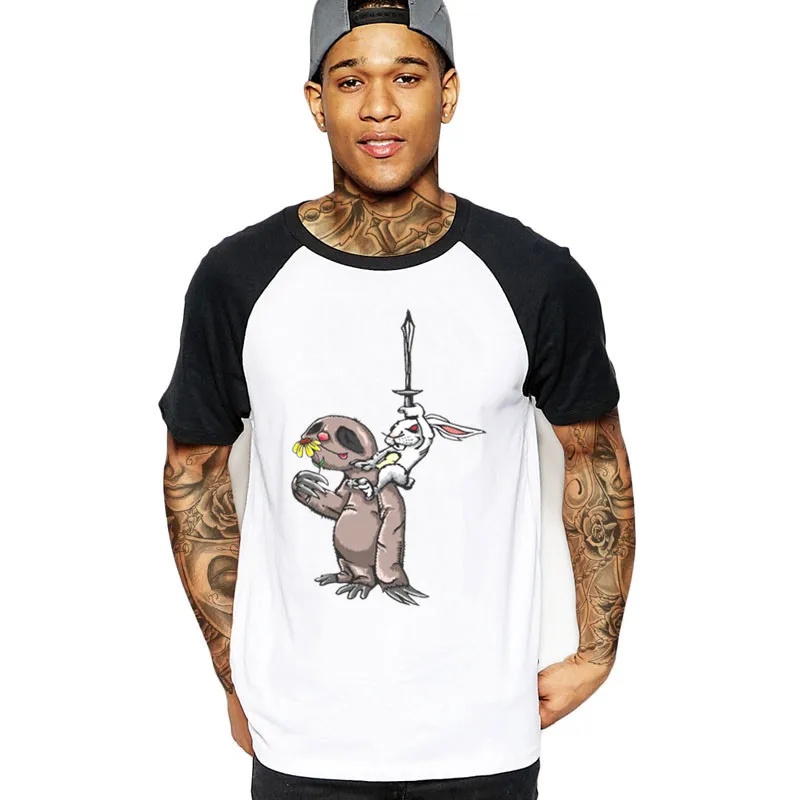 Мужская Уличная футболка с надписью ленивый и кроличий меч забавная Футболка