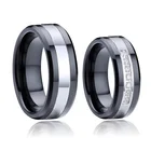 Классические двухцветные Свадебные кольца черного и серебряного цветов для мужчин и женщин, обручальное Ювелирное кольцо Союз любви