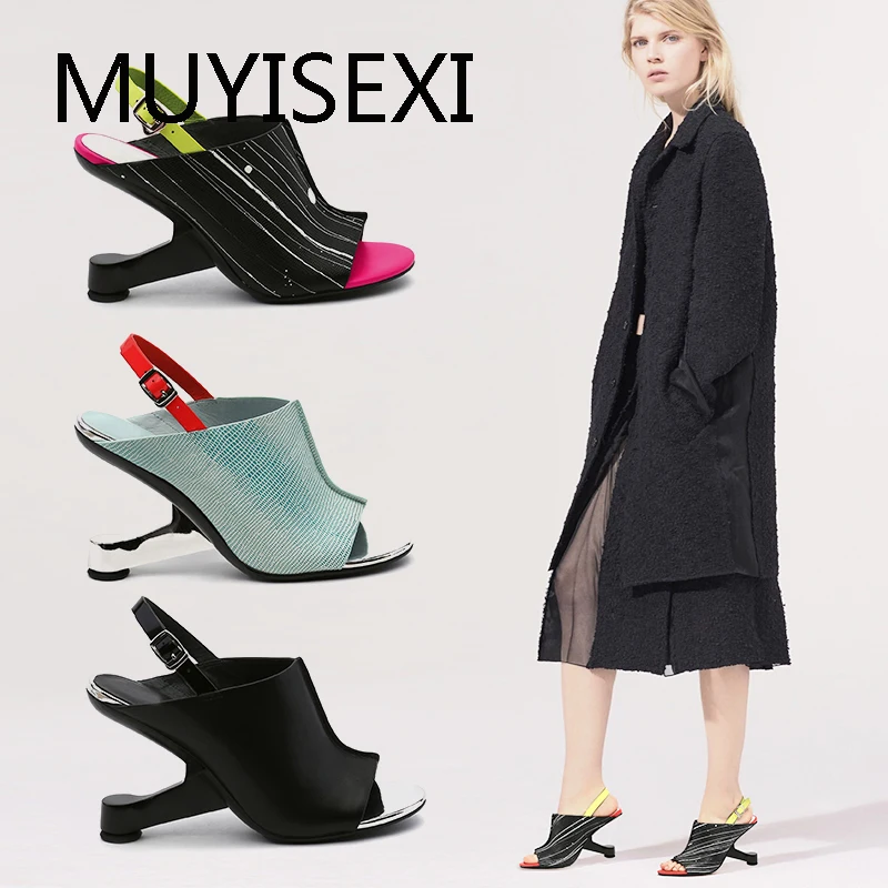 Женские разноцветные сандалии гладиаторы на высоком каблуке со стразами с