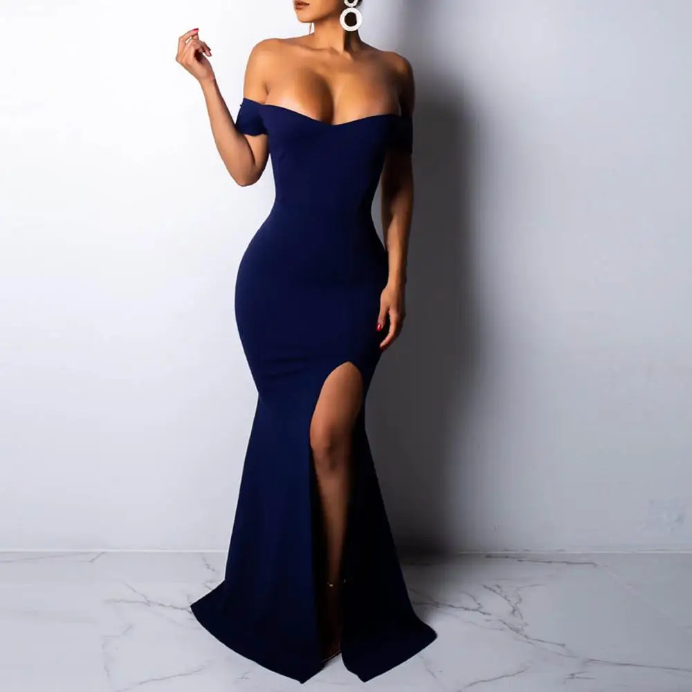 Женское Сексуальное Платье макси с открытыми плечами без рукавов длинное платье