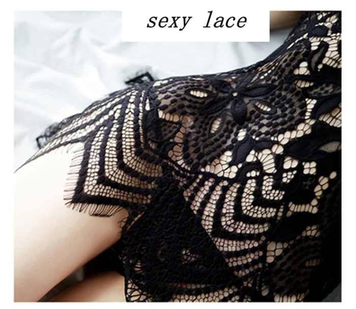Lace Pajama Set Transparent Lingerie Women Night Gown Babydoll Robe Set Women hollow Femme Sleepwear sexy lingerie mini dress