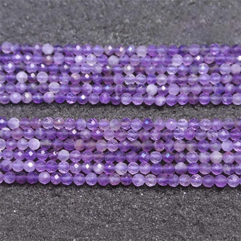 

2-4mm Natural Faceted Round Amethyst Stone Beads For DIY necklace bracelet jewelry making 15 "free delivery