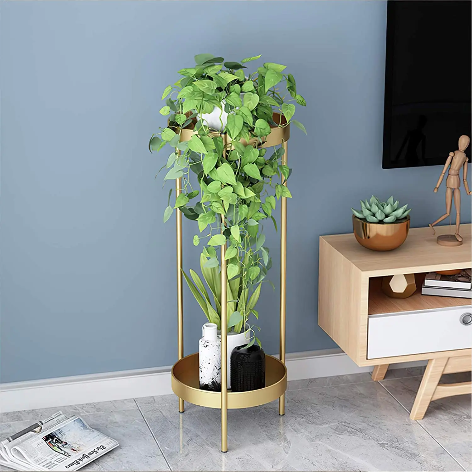 

2 Tier Holder Flower Stand Metal Plant Pot Stand Flower Display Shelf Garden Patio Home Outdoor Flower Tray Home Decoration