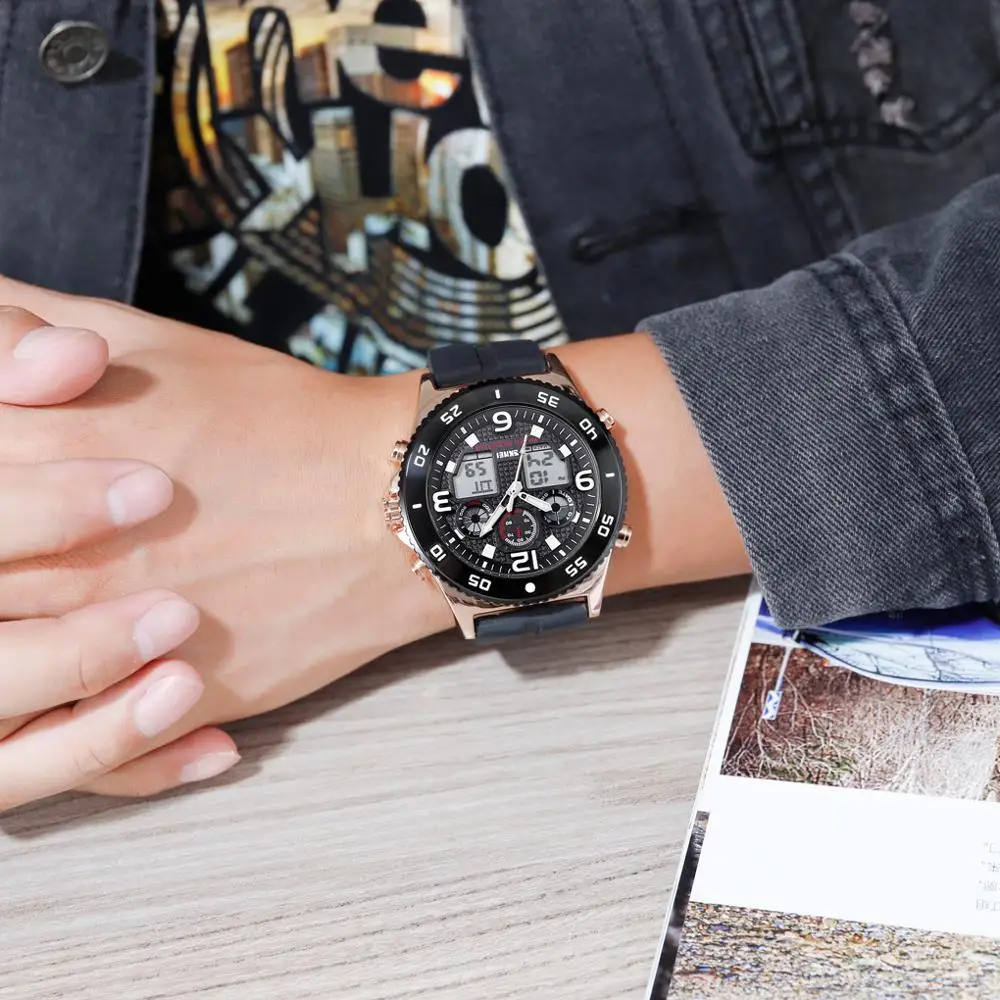 SKMEI Бизнес зонами кварцевые цифровые часы с 3 раза Многофункциональный 12/24 часа часы Водонепроницаемый наручные часы Relogio Masculino часы 1538