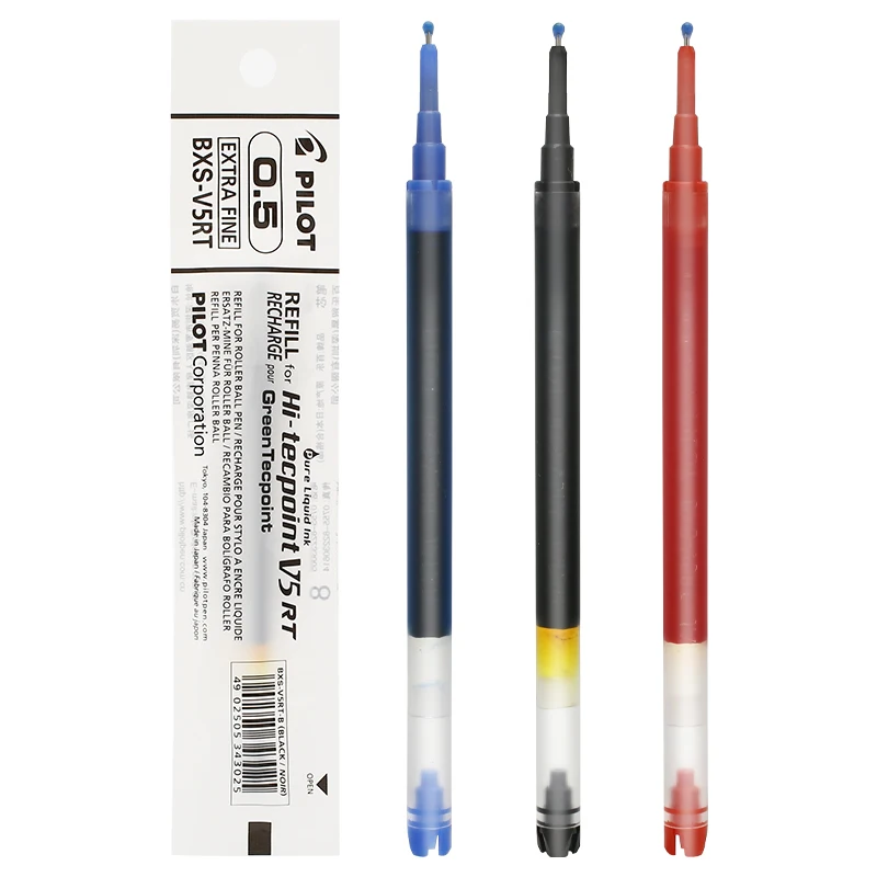 

12pcs PILOT Gel Pen Refills BXS-V5RT 0.5mm Needle Type Nib Suitable for BXRT-V5 BX-GR5 BLRT-VB5 Black Blue Red Green