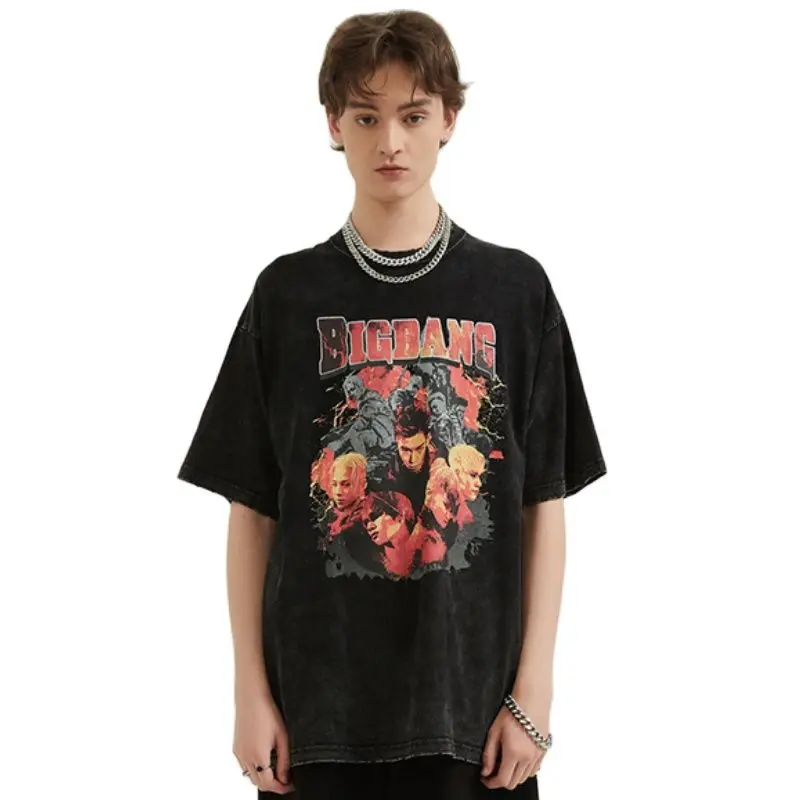 

Футболка с принтом Funko Pop для мужчин и женщин, Винтажная футболка с короткими рукавами, эффектом потертости, в Корейском стиле, 2021