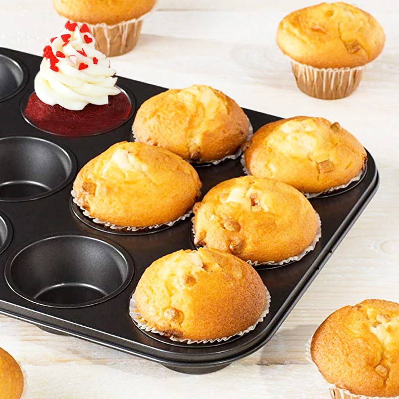 Форма для торта 12 чашек Черная форма выпечки антипригарная углеродистая сталь