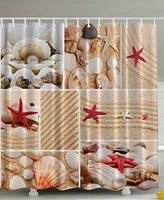 seaside decor sea star sea rock limpet honeymoon bathroom art prints beach shell photos aquatic deluxe shower curtain