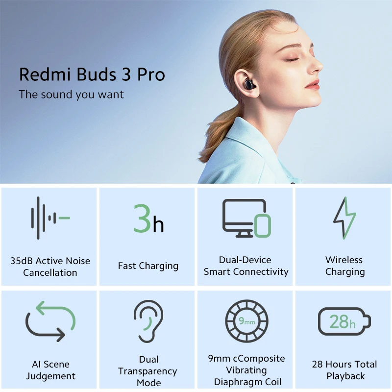 Xiaomi Redmi Airdots 3 Pro Earphone TWS True Wireless Earbuds ANC Bluetooth Headset Wireless Charging Redmi Buds 3 Pro headphone images - 6