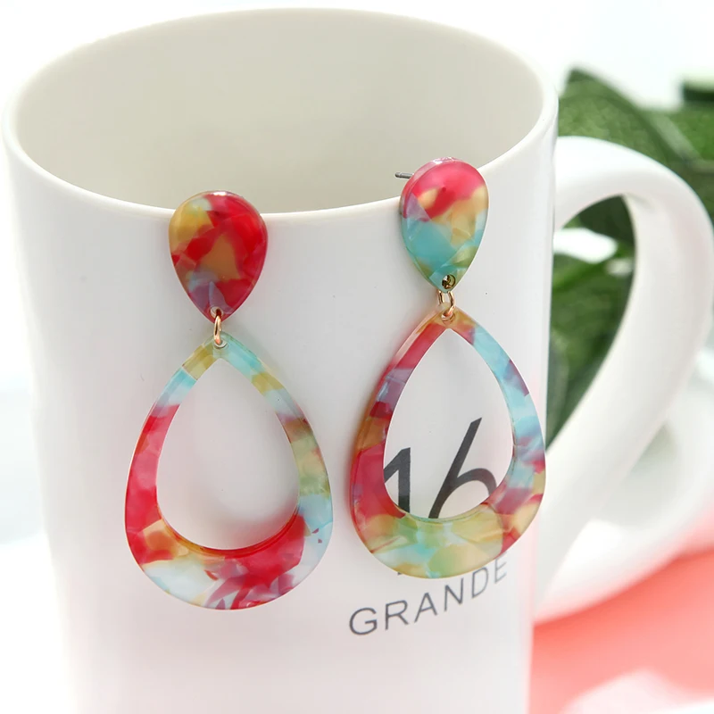 Женские преувеличенные индивидуальные цветные висячие Серьги из ацетата с