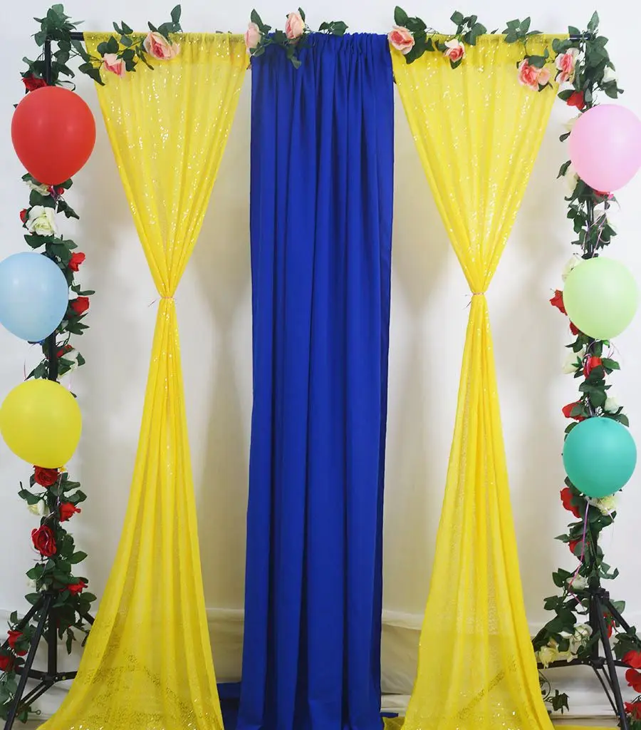Блесток шторы 2 панели 96 дюймов желтый блесток фон блестящие фоны выпускного