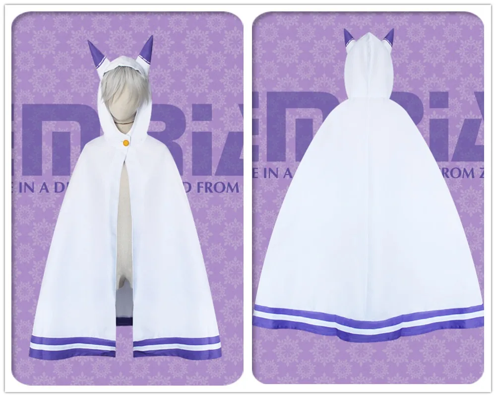 Re Zero Hajimeru Isekai Seikatsu Emilia, парики, костюмы для косплея, женское платье с головным убором для Хэллоуина, вечерние