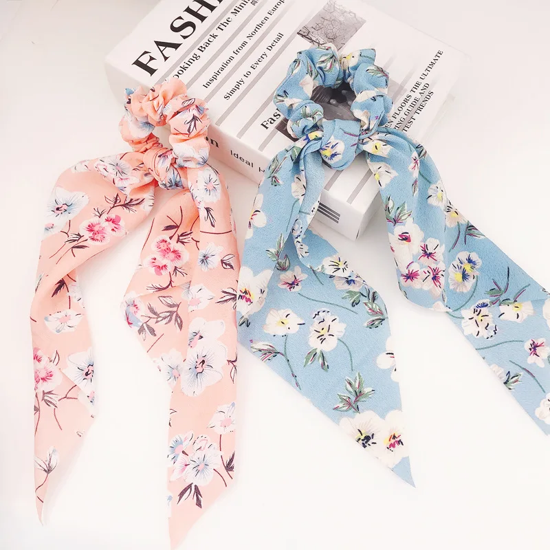 Модные резинки для волос в стиле ретро с цветочным принтом женские эластичные