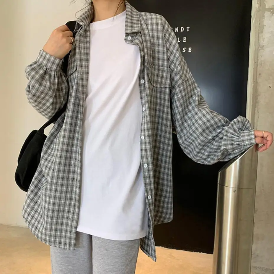 

LISCN 100% Cotton Long-Sleeve T-Shirt Female 2021 Early Spring New Student Korean Loose Solid Color White Bottoming Shirt Top
