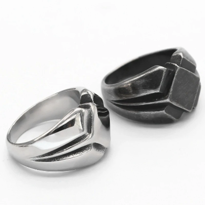 Мужское кольцо из нержавеющей стали Скандинавское винтажное античное черное