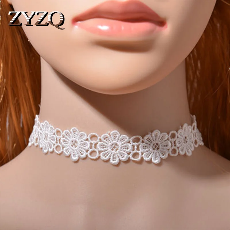 Женское колье чокер ZYZQ элегантное Элегантное ожерелье черного белого розового