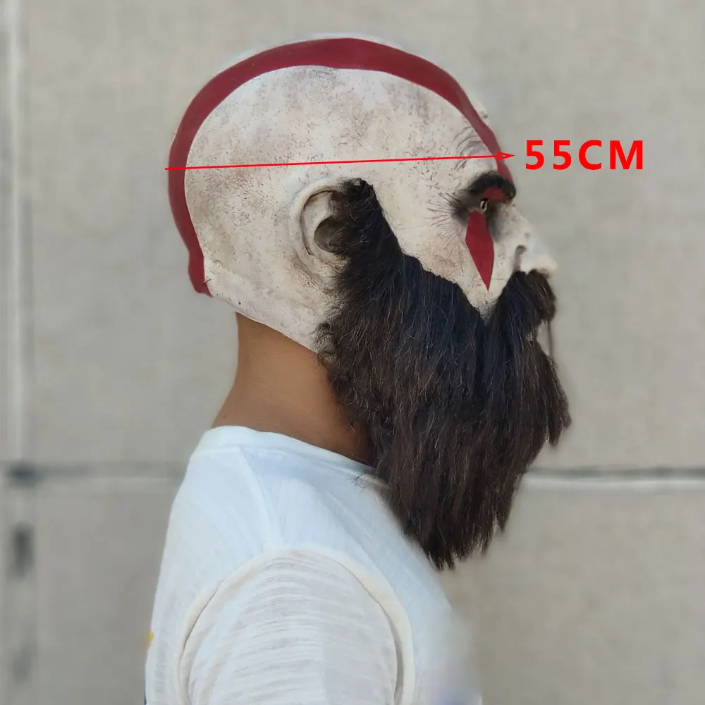 DM COS Halloween Scary Party Requisiten Spiel God Of War 4 Kratos Maske mit Bart Cosplay Horror Latex Partei Masken Helm | Тематическая
