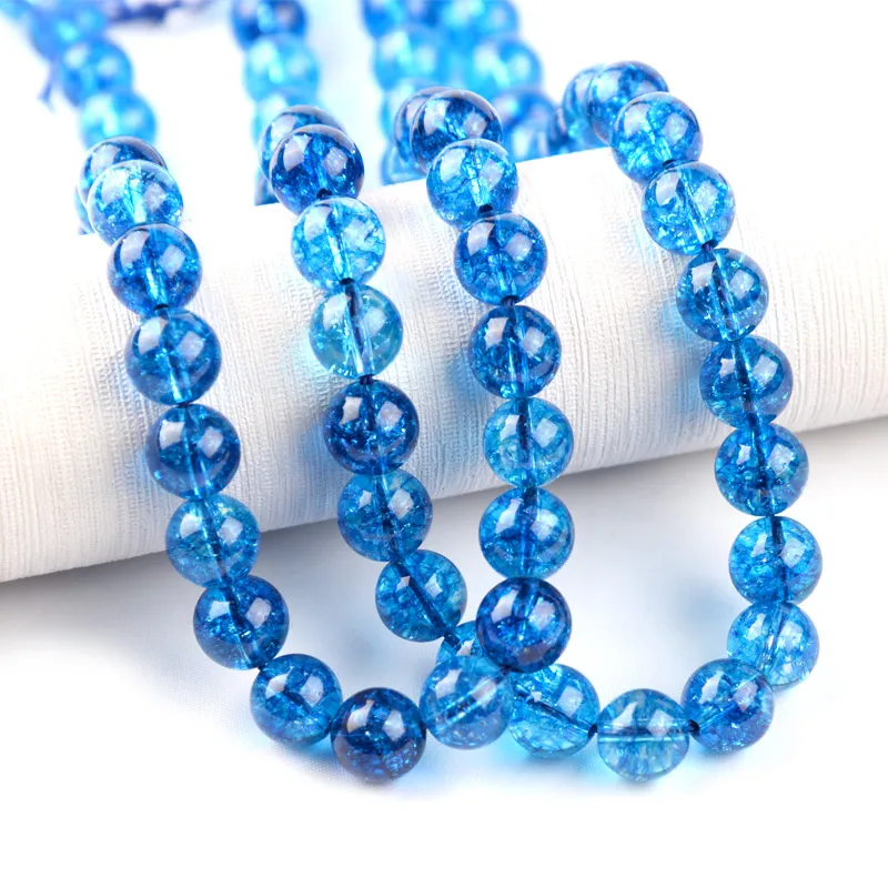 

Beadtales 6/8/10mm Natural Stone Blue Crystal Beads Round Loose Beads For Needlework Jewelry DIY Making Bracelet Accessories