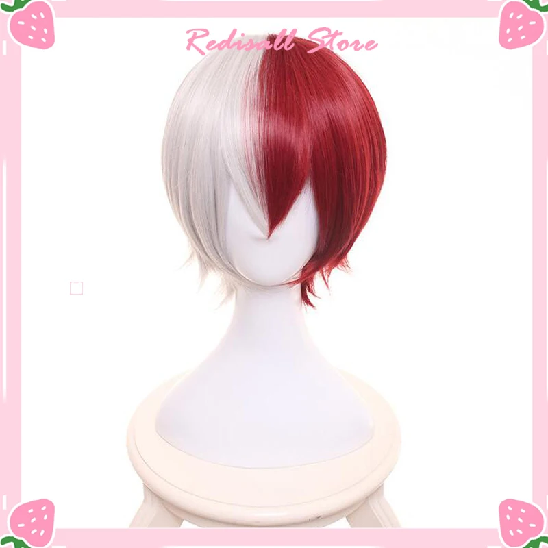 

Boku no Hero Academia Shoto Todoroki Shouto Cosplay Wig Heat Resistant White and Red My Hero Acamdemia for Adult Free Wig Cap