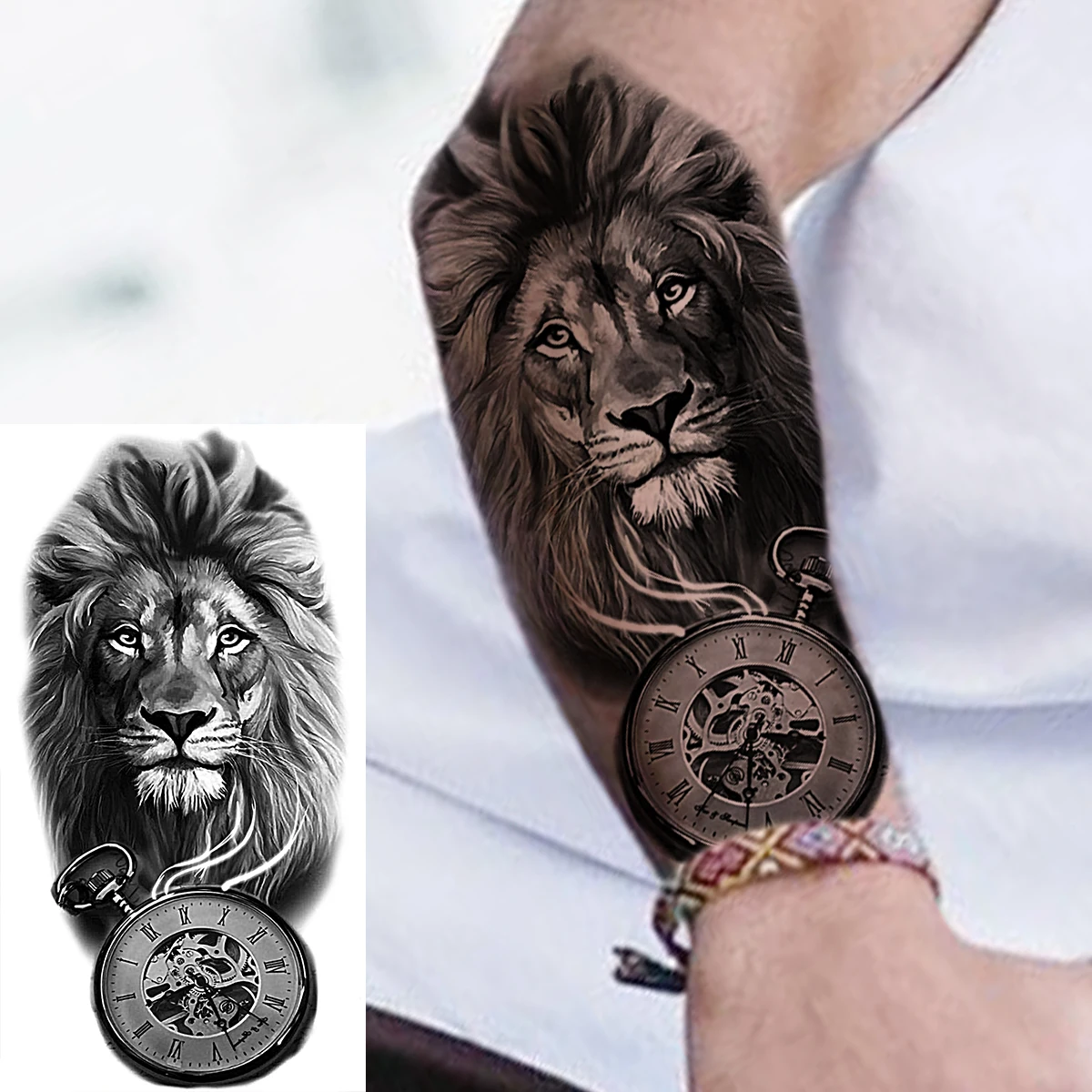 Временные татуировки с черным черепом головой компасом и глазами для мужчин