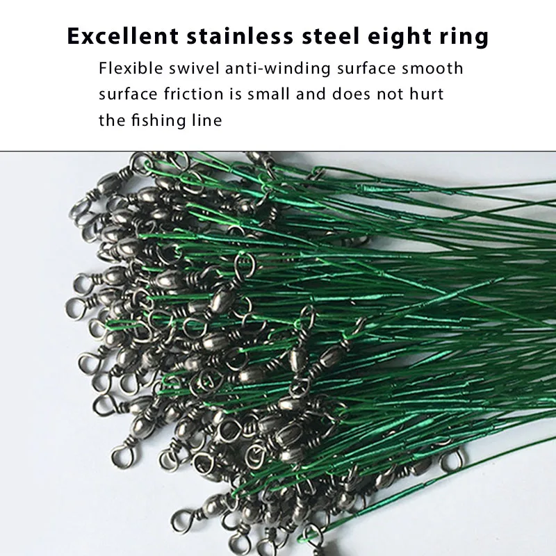 30 PCS Anti Bite Steel Fishing Line Steel Wire Leader With Swivel Fishing Accessory Lead Core Leash Fishing Wire 15/20/24/30CM