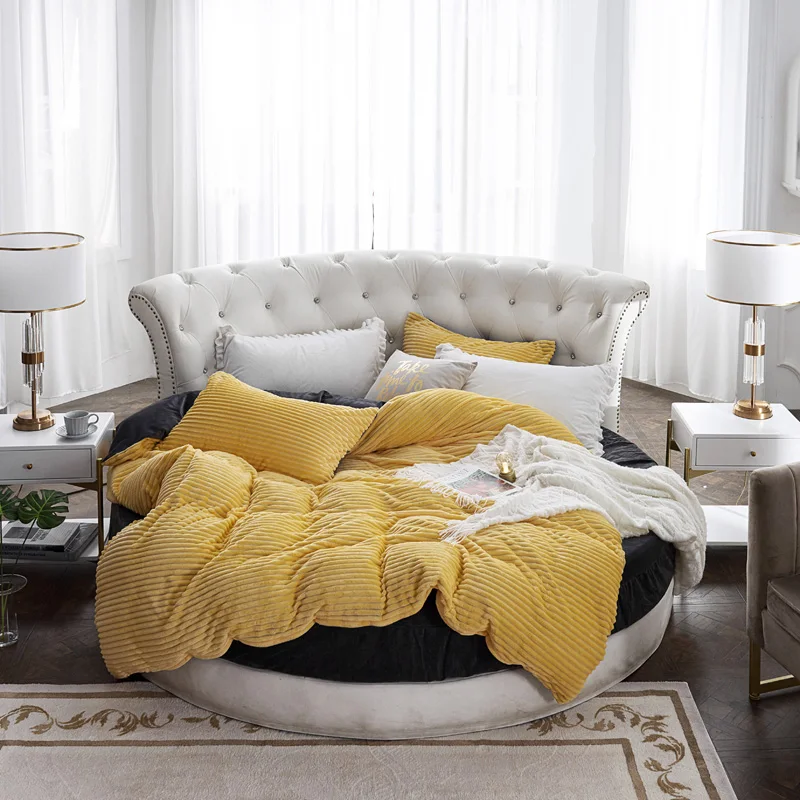 4 шт./компл. комплект одежды из бархата круглая кровать наволочка пододеяльник