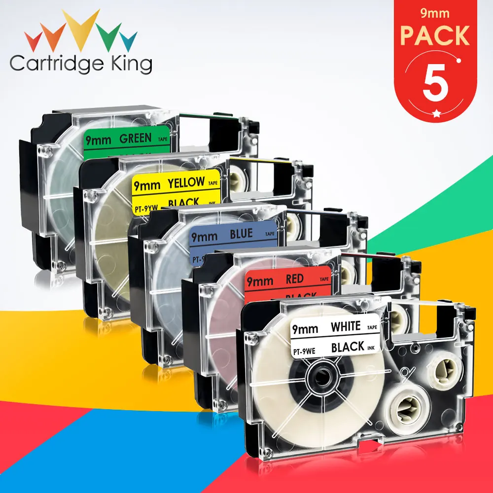 5PK смешанные Цвет XR-9WE XR-9RD XR-9BU XR-9YW XR-9GN 9 мм лента для маркировки объектива с