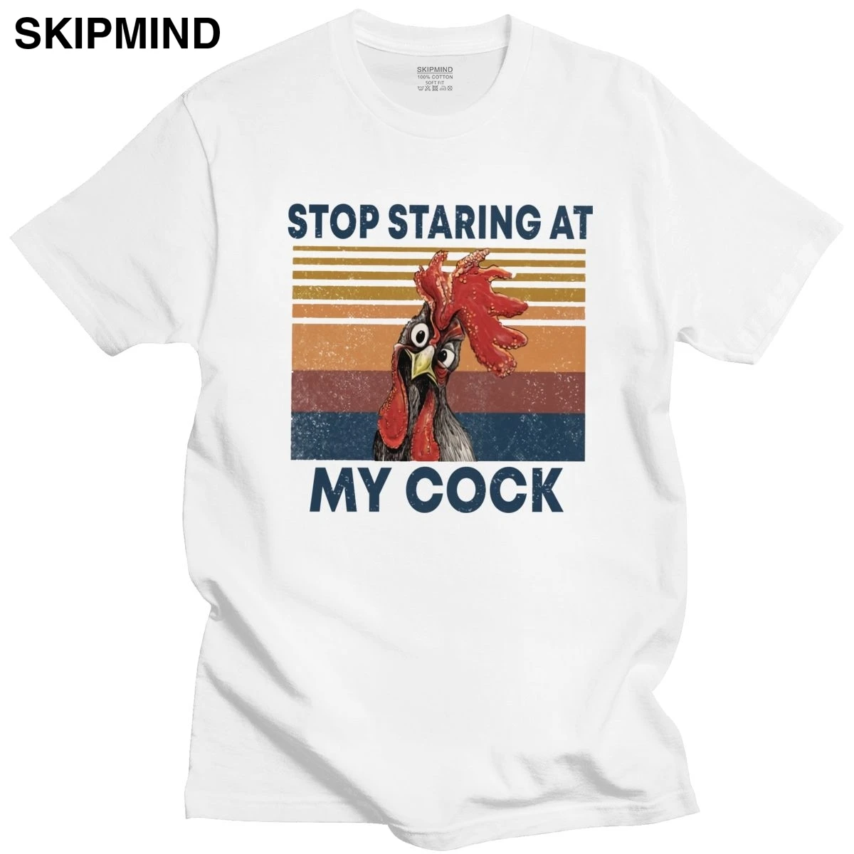 Винтажные мужские пялиться на мои петух Футболка Изделие из хлопка с короткими